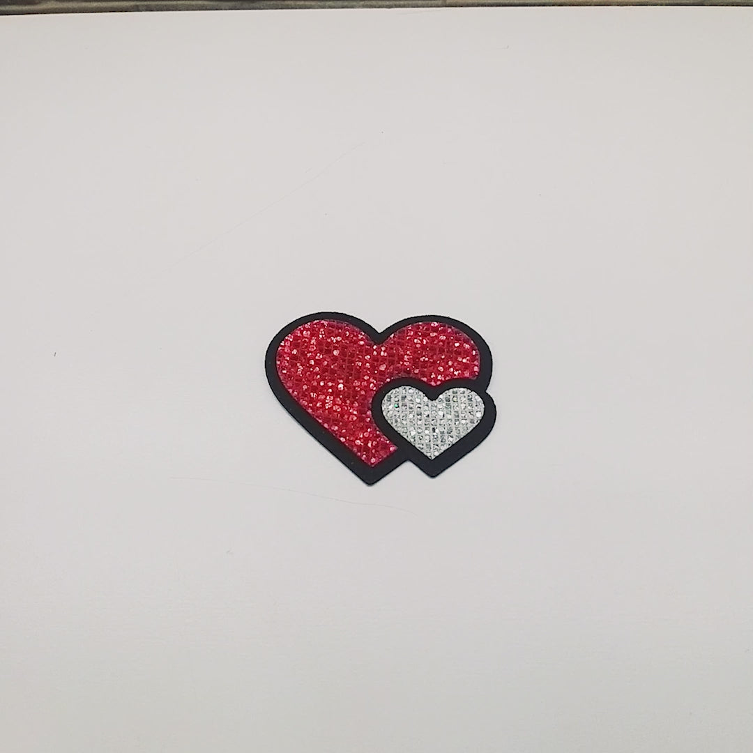 5 Unidades Parche Corazones Rojo Plateado Microlentejuelas BY DELUXE Chile