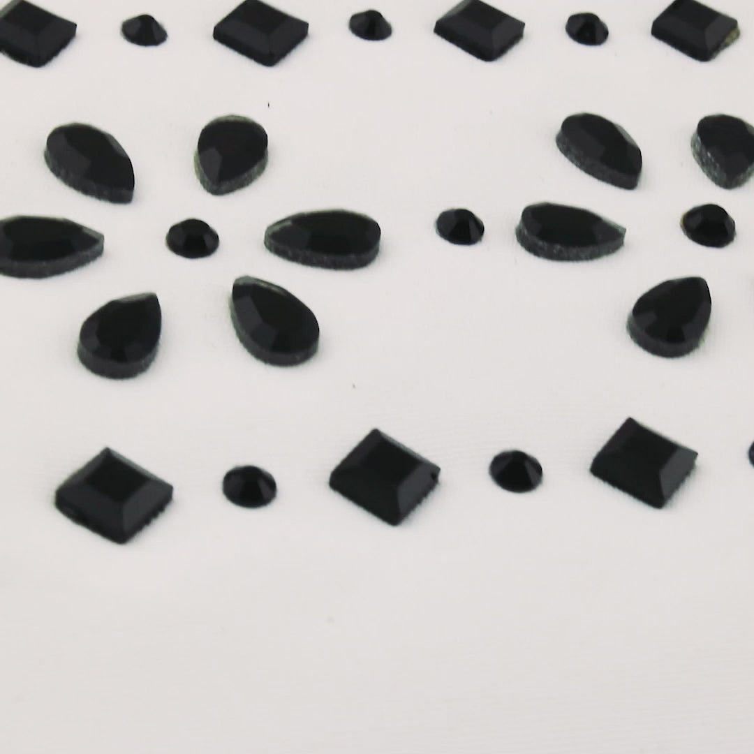 Aplique Flores Negras Strass BY DELUXE Chile