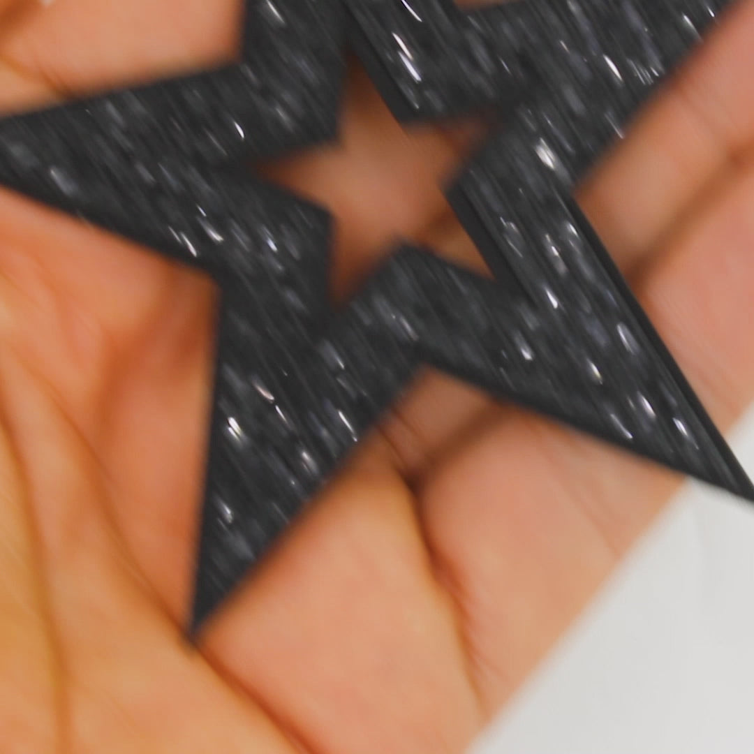 5 Unidades Parche Estrella Negra Perforada Microlentejuelas BY DELUXE Chile
