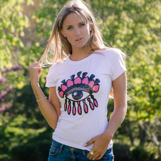 Parche Ojo Turco Fucsia Lentejuelas BY DELUXE Chile