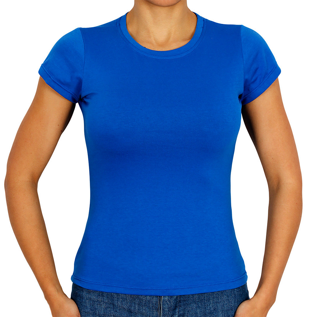 Polera Algodón Azul Manga Corta Cuello Redondo BY DELUXE Chile