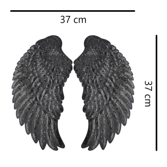 Parche Alas Negras Extra Grandes Lentejuelas BY DELUXE Chile