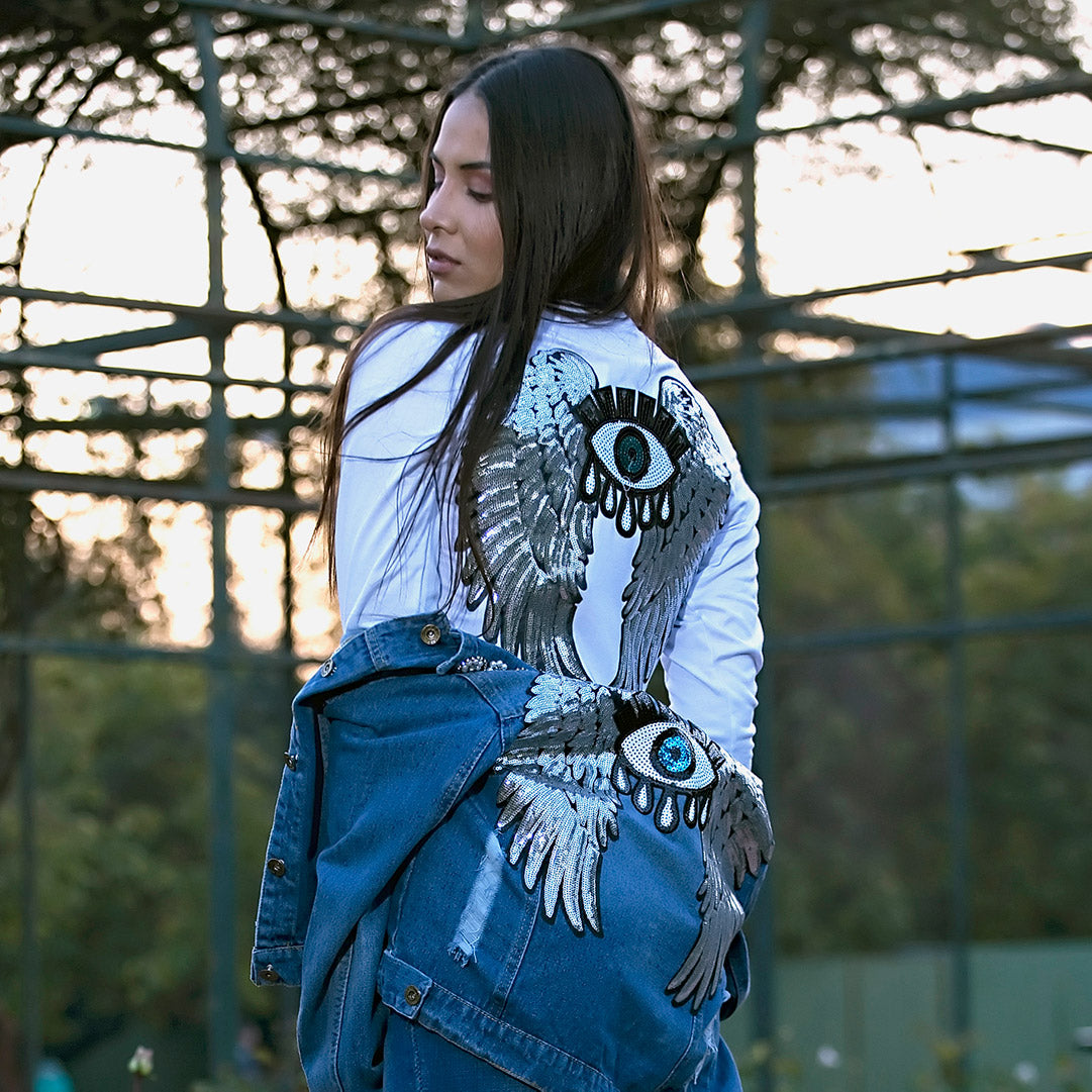 Parche Alas Plateadas Extra Grandes Lentejuelas BY DELUXE Chile