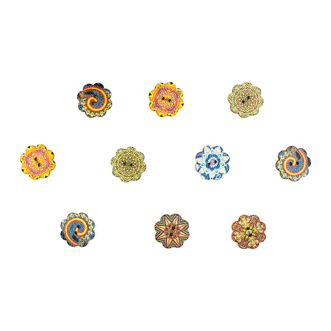 10 Unidades Botones Vintage Flor Madera BY DELUXE Chile