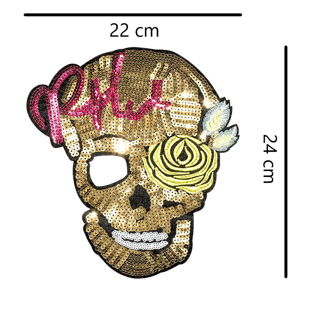 Parche Catrina Dorada Grande Lentejuelas BY DELUXE Chile