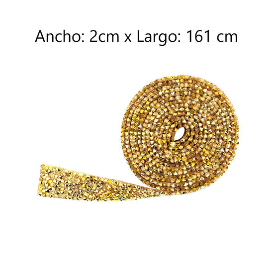 Decoración Cinta Dorada Cristales BY DELUXE Chile
