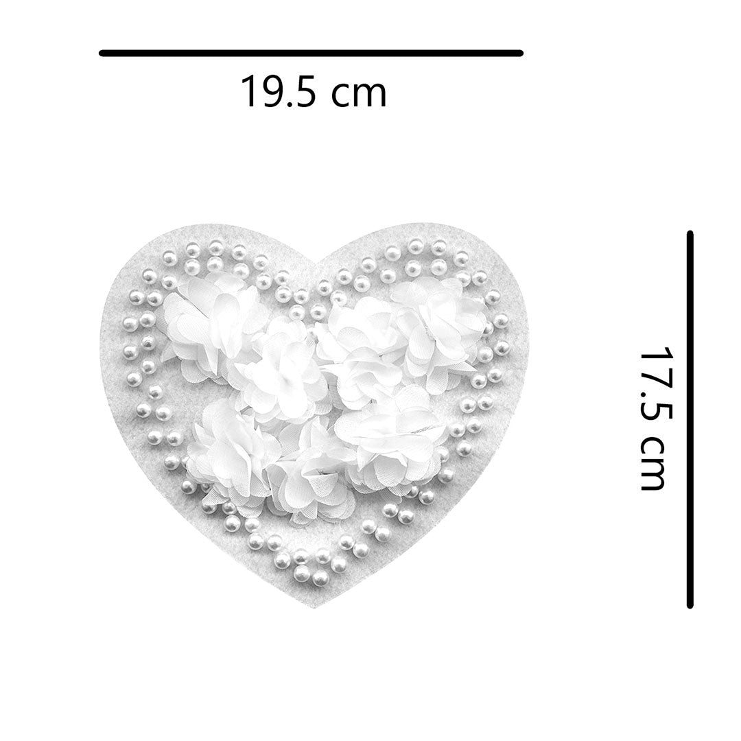 Aplique Corazón Blanco Perlas BY DELUXE Chile