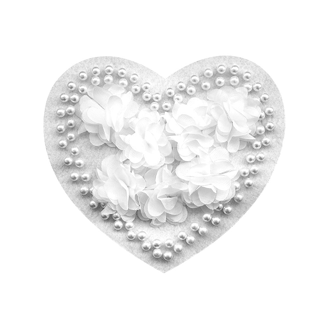 Aplique Corazón Blanco Perlas BY DELUXE Chile