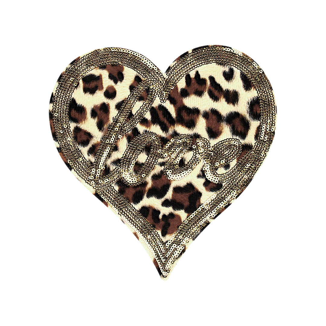 Parche Corazón Love Animal Print Lentejuelas BY DELUXE Chile