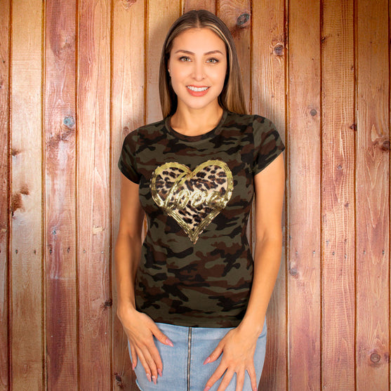 Parche Corazón Love Animal Print Lentejuelas BY DELUXE Chile