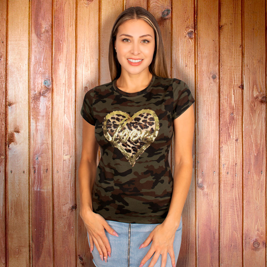 Parche Corazón Love Animal Print Lentejuelas BY DELUXE Chile