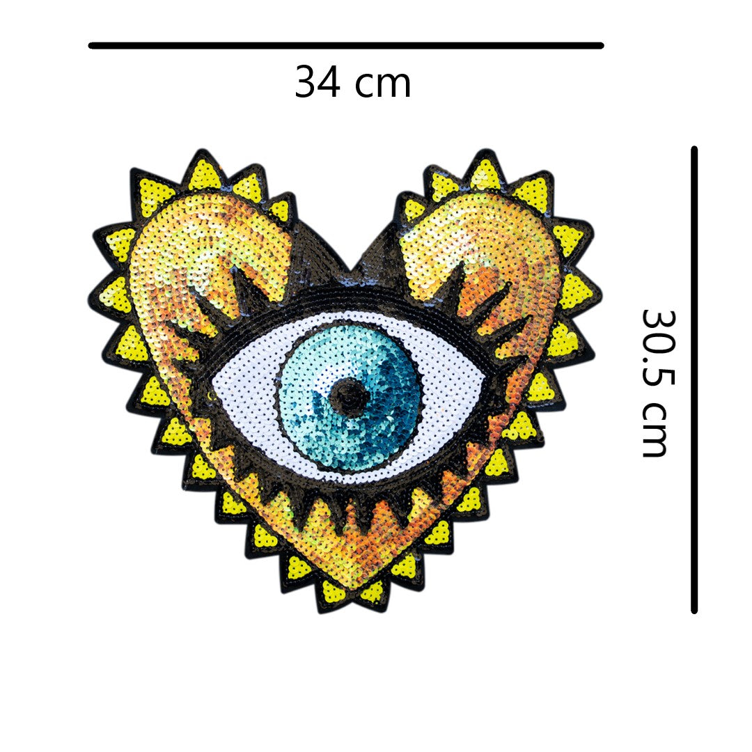 Parche Corazón Amarillo Ojo Turco Grande Lentejuelas BY DELUXE Chile