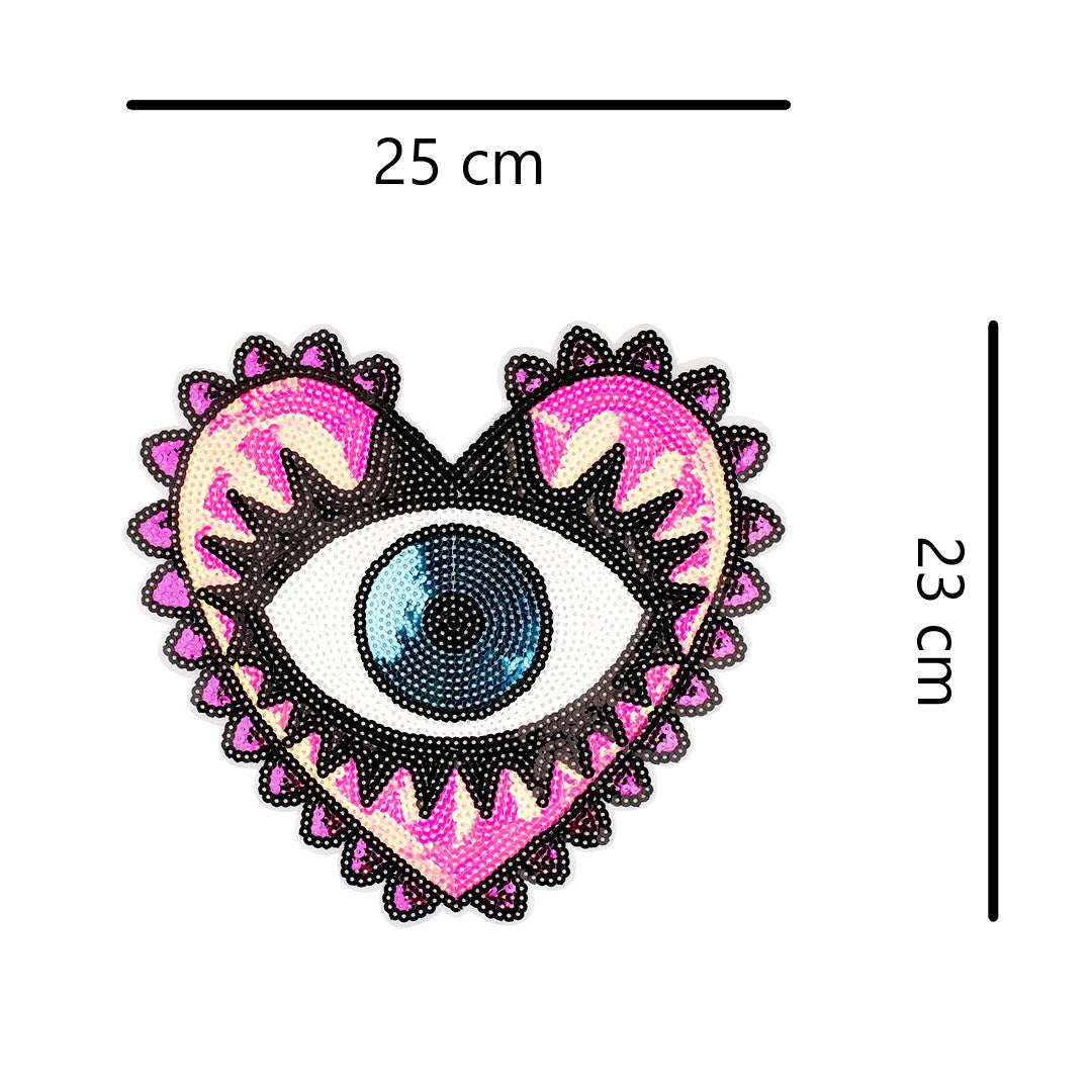 Parche Corazón Fucsia Ojo Turco Mediano Lentejuelas BY DELUXE Chile