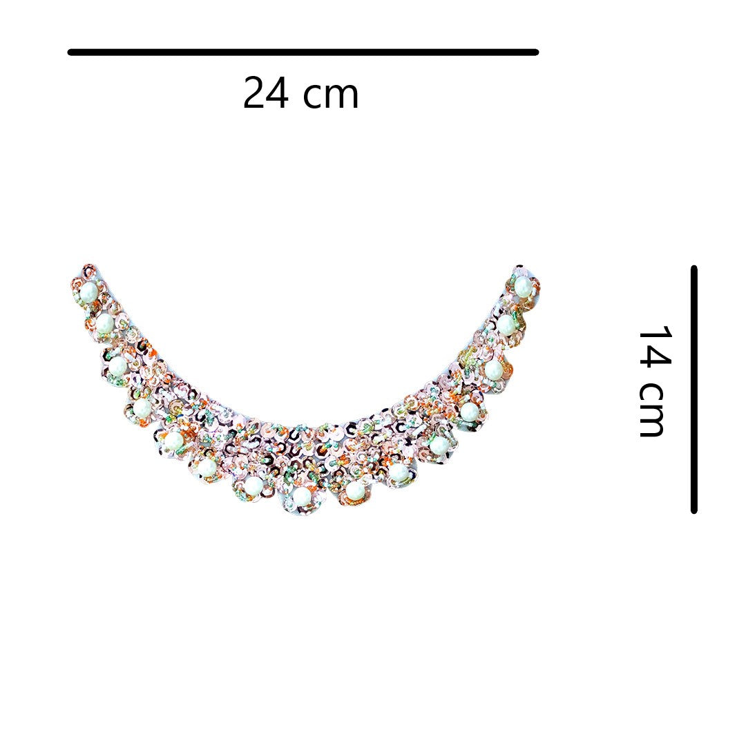 Collar Lentejuelas Doradas Perlas Redondo BY DELUXE Chile