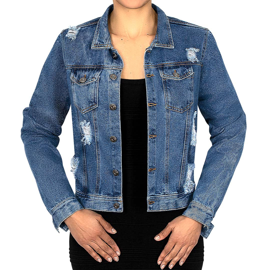 Chaqueta Denim Algodón Índigo Destroyed BY DELUXE Chile