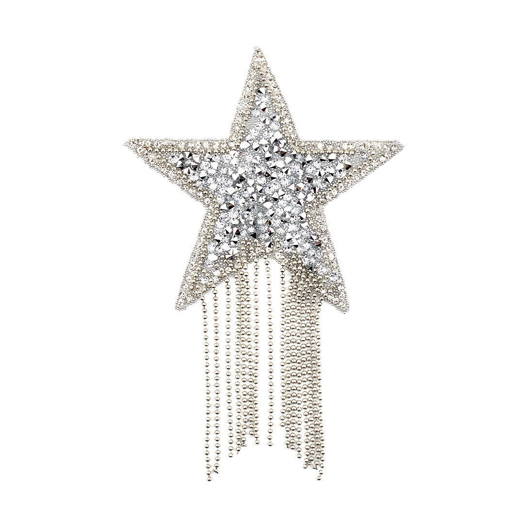 Decoración Estrella Plateada Brillantes Cadenas BY DELUXE Chile