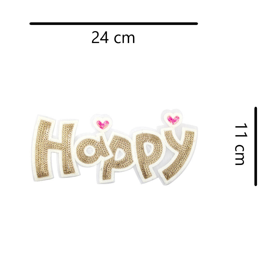 Parche Happy Dorado Lentejuelas BY DELUXE Chile