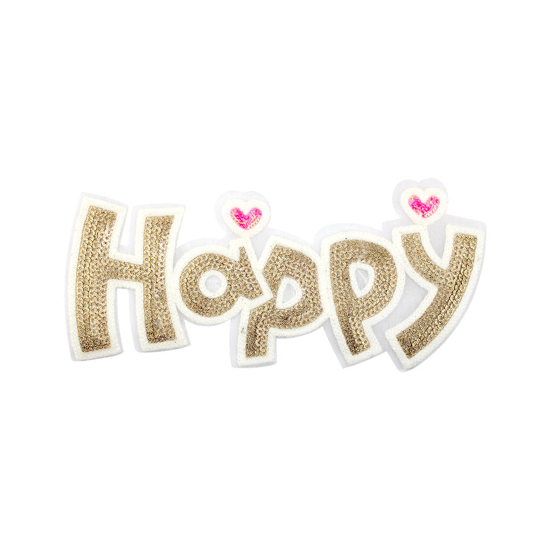 Parche Happy Dorado Lentejuelas BY DELUXE Chile