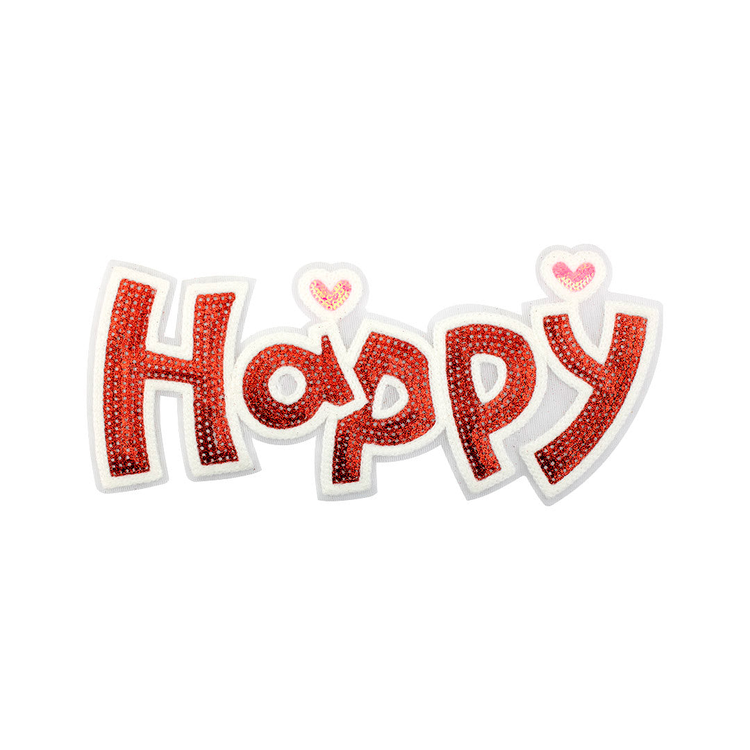 Parche Happy Rojo Lentejuelas BY DELUXE Chile