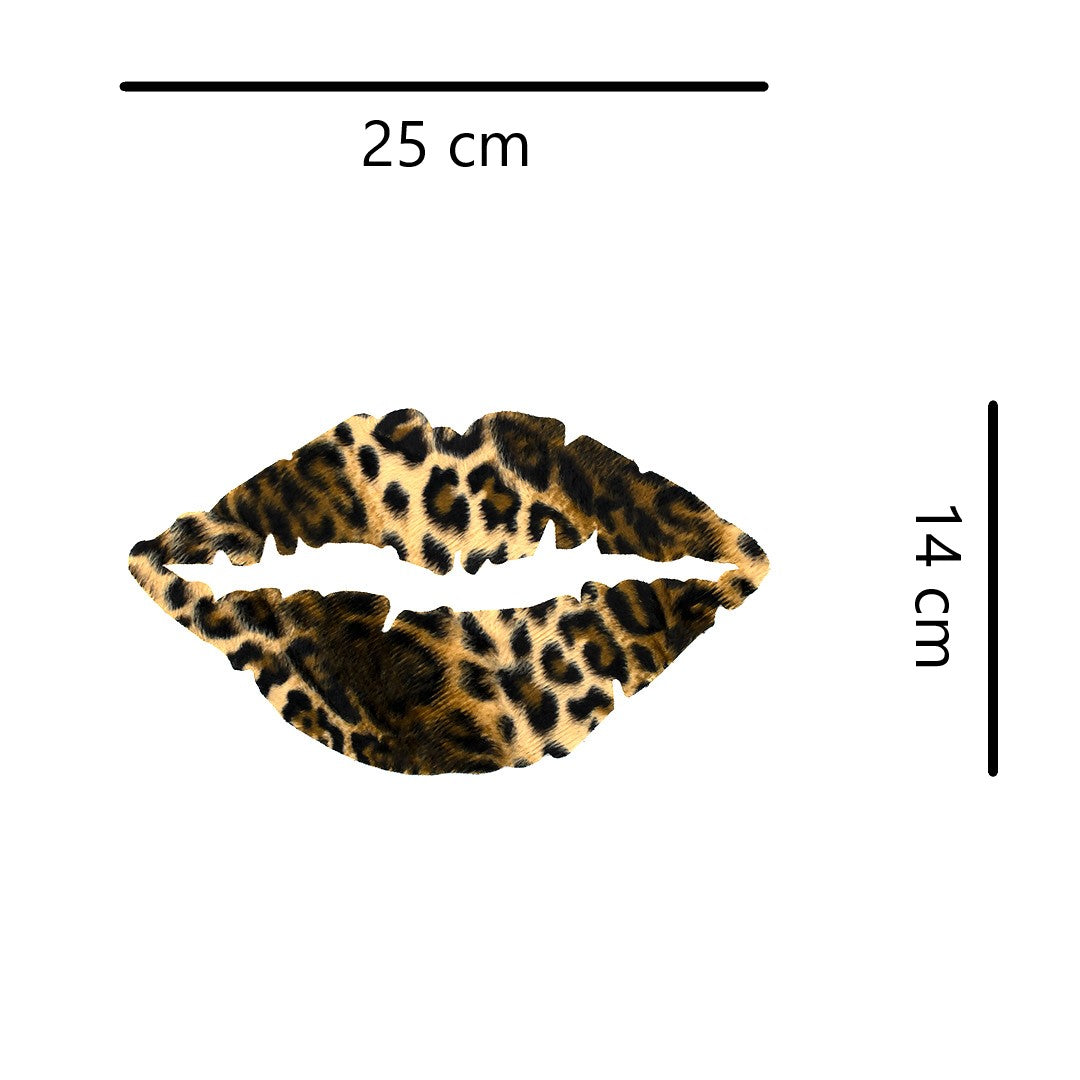 Parche Labios Animal Print Felpa Oscura BY DELUXE Chile