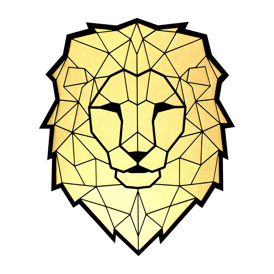 Parche León Geométrico Dorado Brillante 3D BY DELUXE Chile