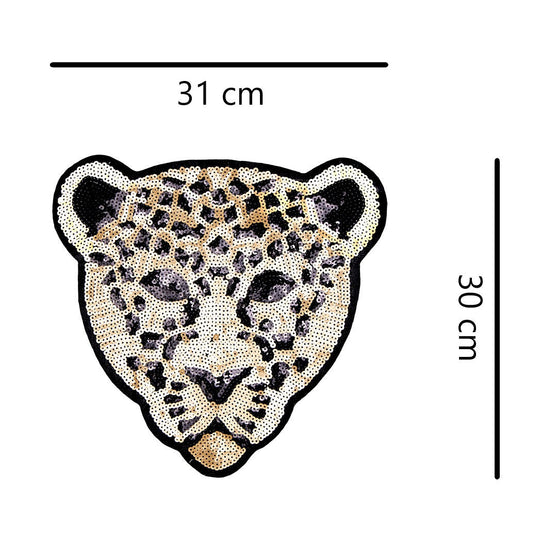 Parche Leopardo Dorado Lentejuelas BY DELUXE Chile
