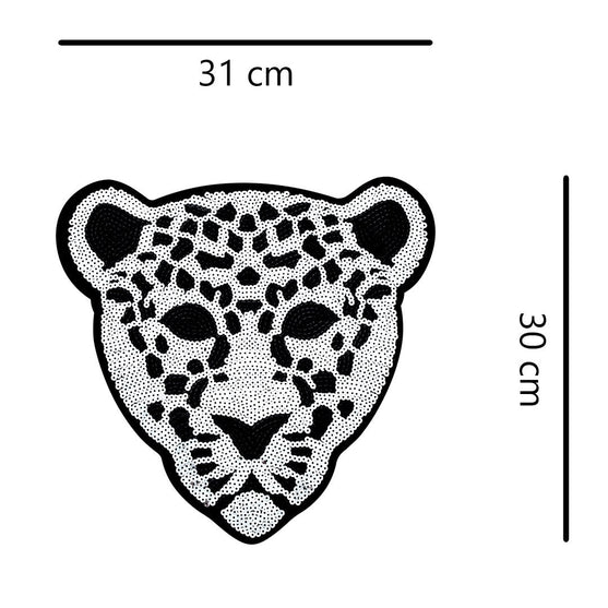 Parche Leopardo Plateado Lentejuelas BY DELUXE Chile