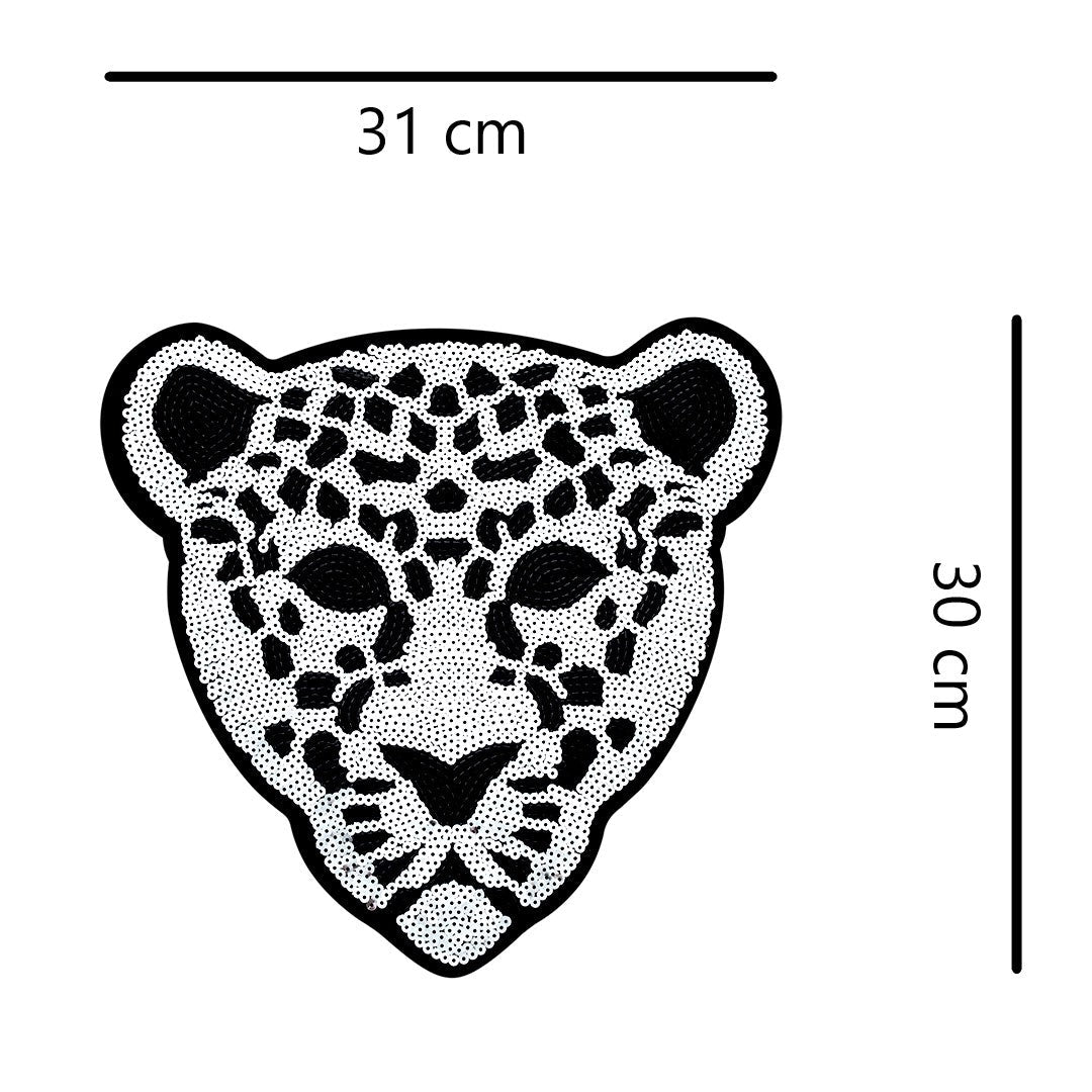 Parche Leopardo Plateado Lentejuelas BY DELUXE Chile