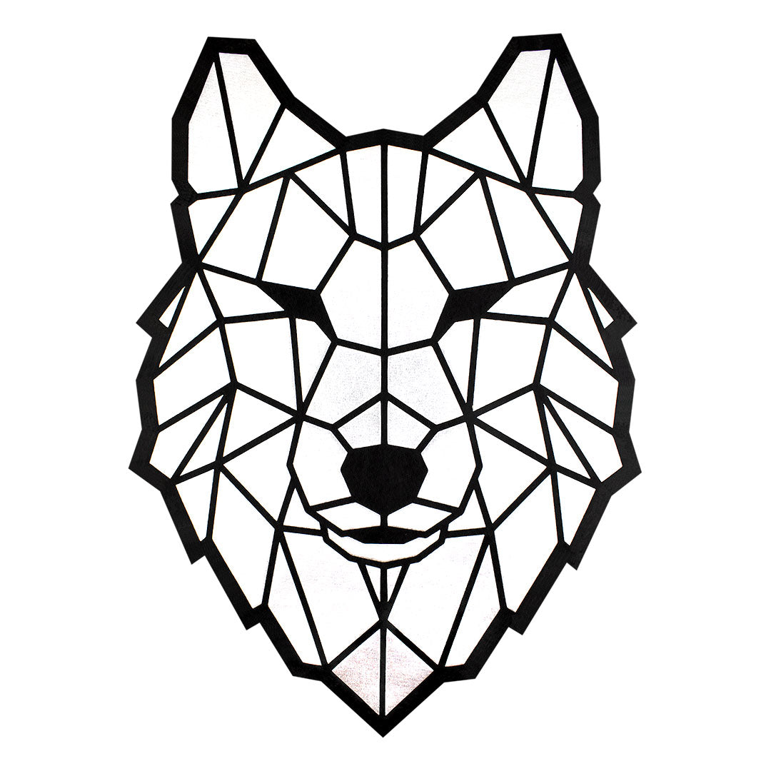 Parche Lobo Geométrico Plateado Brillante 3D BY DELUXE Chile