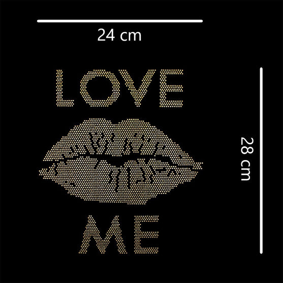 Aplique Love Me Dorado Strass BY DELUXE Chile