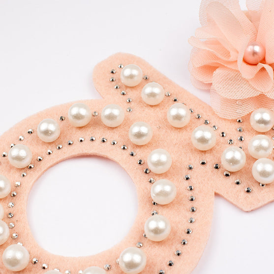 Aplique Love Rosado Perlas Flor BY DELUXE Chile