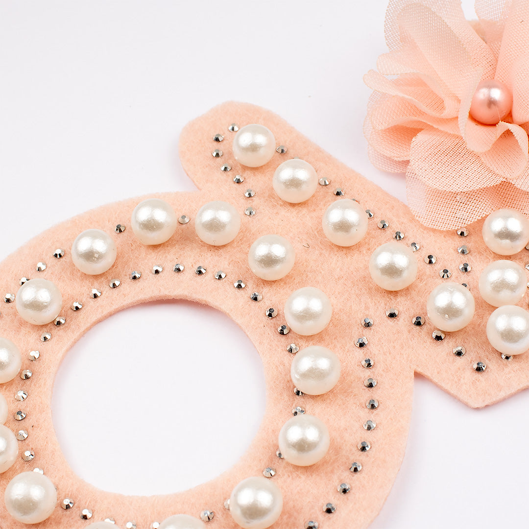 Aplique Love Rosado Perlas Flor BY DELUXE Chile