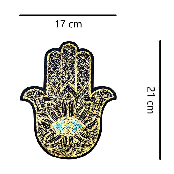 Parche Mano de Fátima Dorada Lentejuelas BY DELUXE Chile