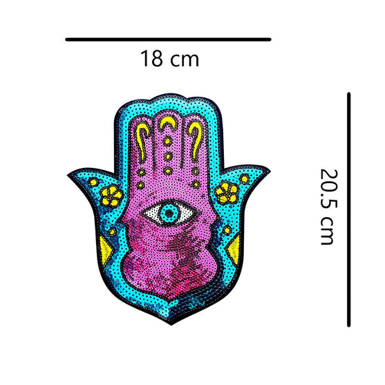 Parche Mano de Fátima Morada Lentejuelas BY DELUXE Chile