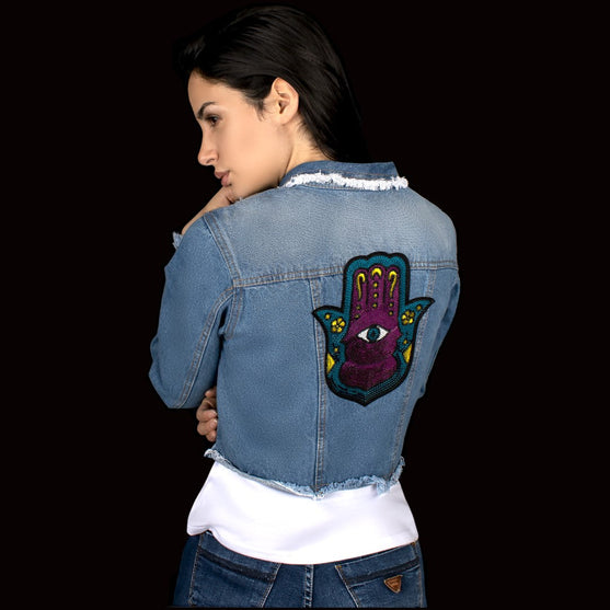 Parche Mano de Fátima Morada Lentejuelas BY DELUXE Chile