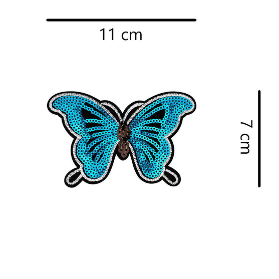 5 Unidades Parche Mariposa Celeste Lentejuelas BY DELUXE Chile
