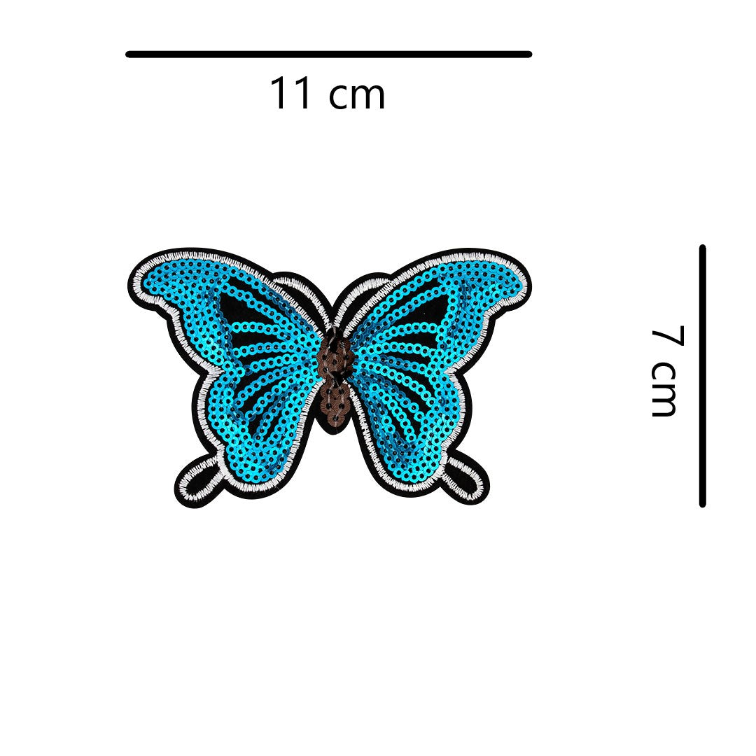 5 Unidades Parche Mariposa Celeste Lentejuelas BY DELUXE Chile