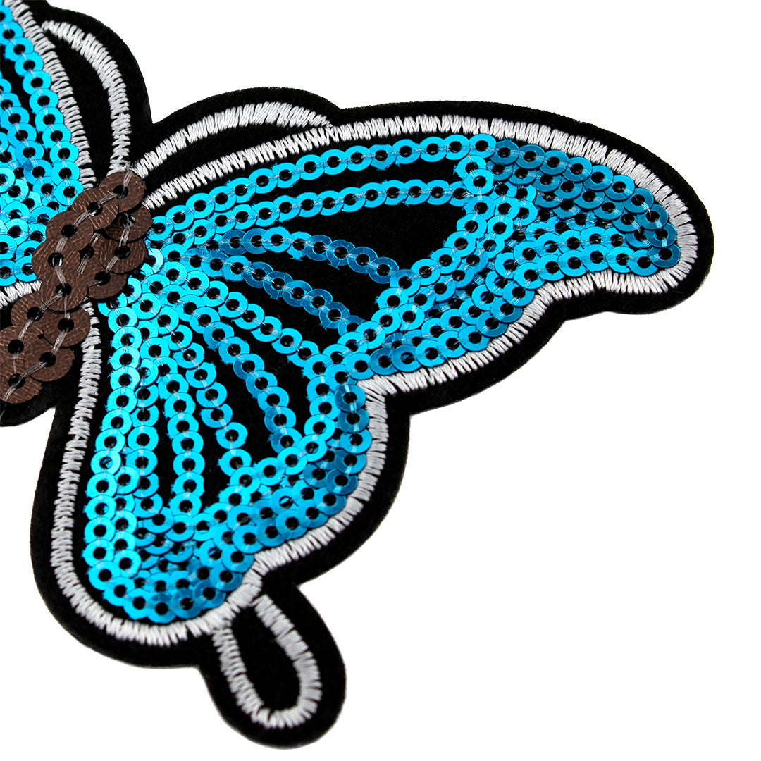 5 Unidades Parche Mariposa Celeste Lentejuelas BY DELUXE Chile