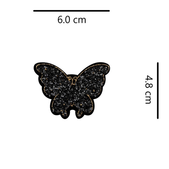 5 Unidades Parche Mariposa Negra Brillante BY DELUXE Chile