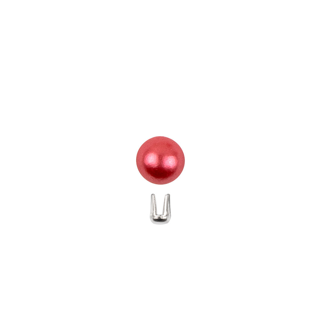 100 Unidades Perla Acrílica Roja con Remache BY DELUXE Chile